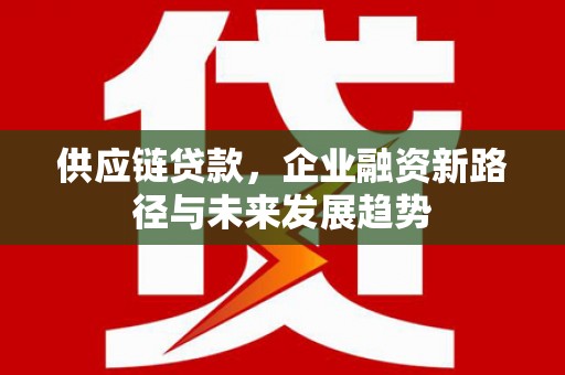 澄城供应链贷款，企业融资新路径与未来发展趋势