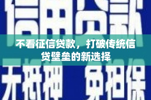澄城不看征信贷款，打破传统信贷壁垒的新选择